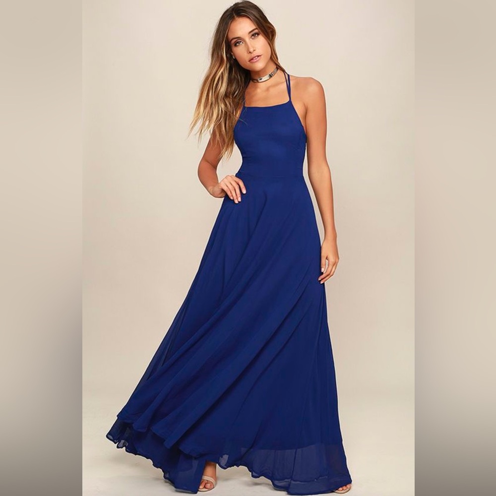 Strappy To Be Here Royal Blue Lace-Up Dress